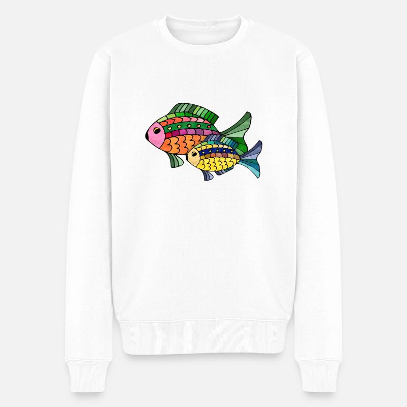 Fische - Männer Premium Bio Pullover - Weiß