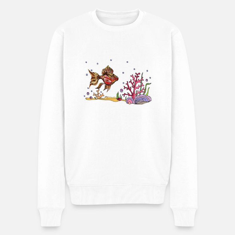 Fisch - Männer Premium Bio Pullover - Weiß