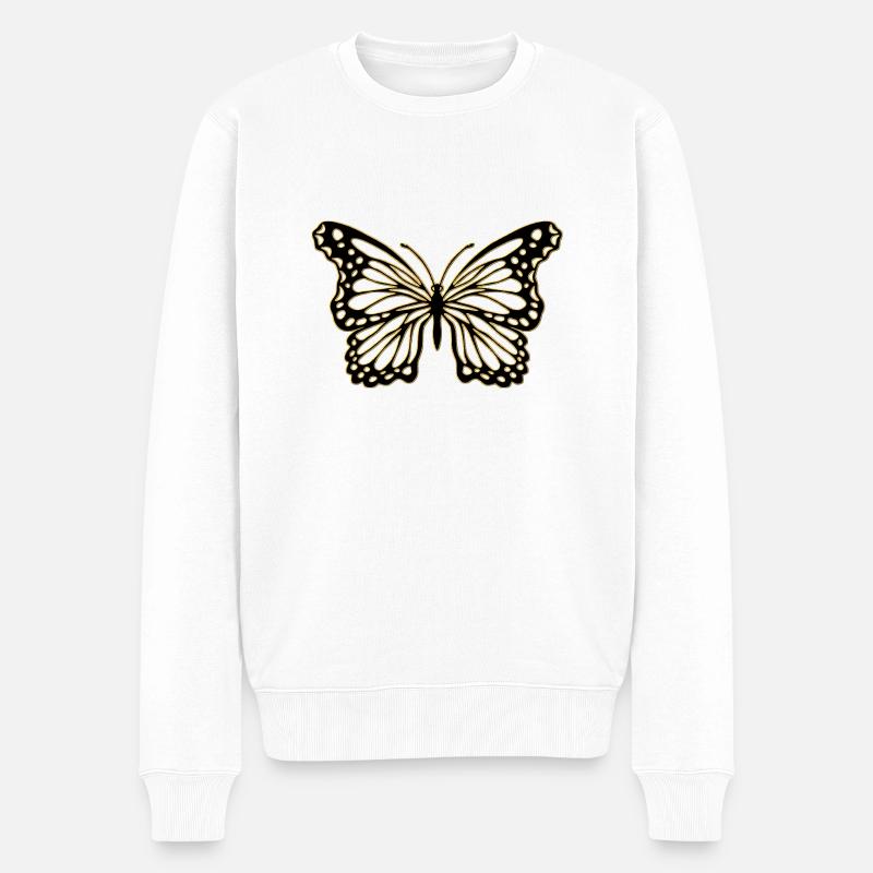Schmetterling - Männer Premium Bio Pullover - Weiß