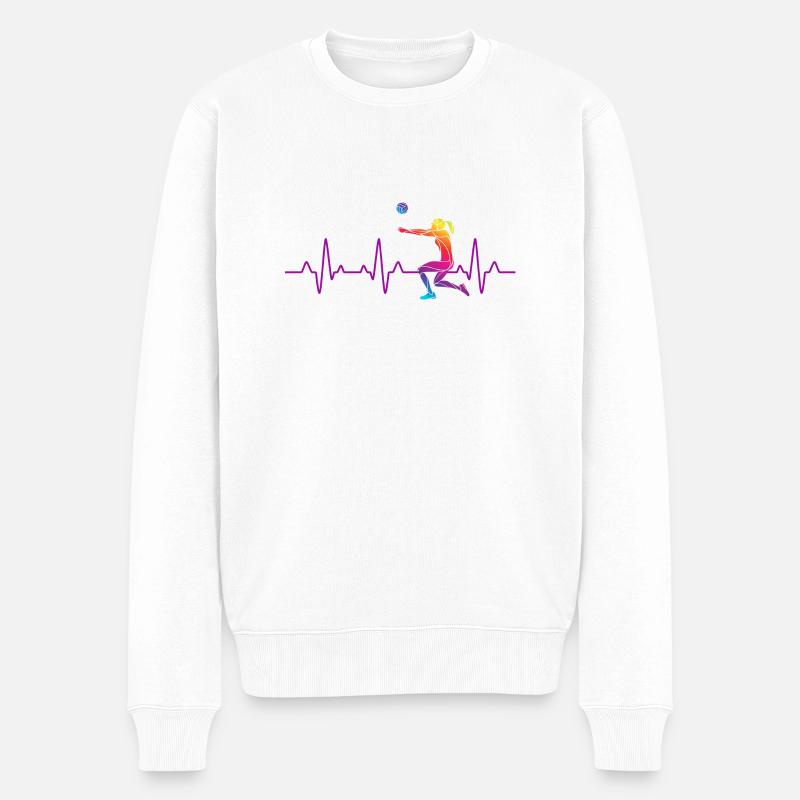 Herzschlag Volleyball - Männer Premium Bio Pullover - Weiß