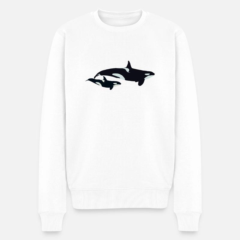 Maman et bébé orques - Pull Premium bio Homme - blanc