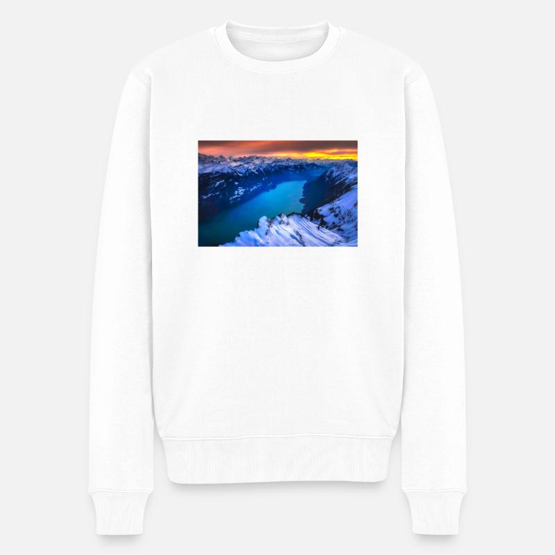 WINTER ALPEN SEE - Männer Premium Bio Pullover - Weiß
