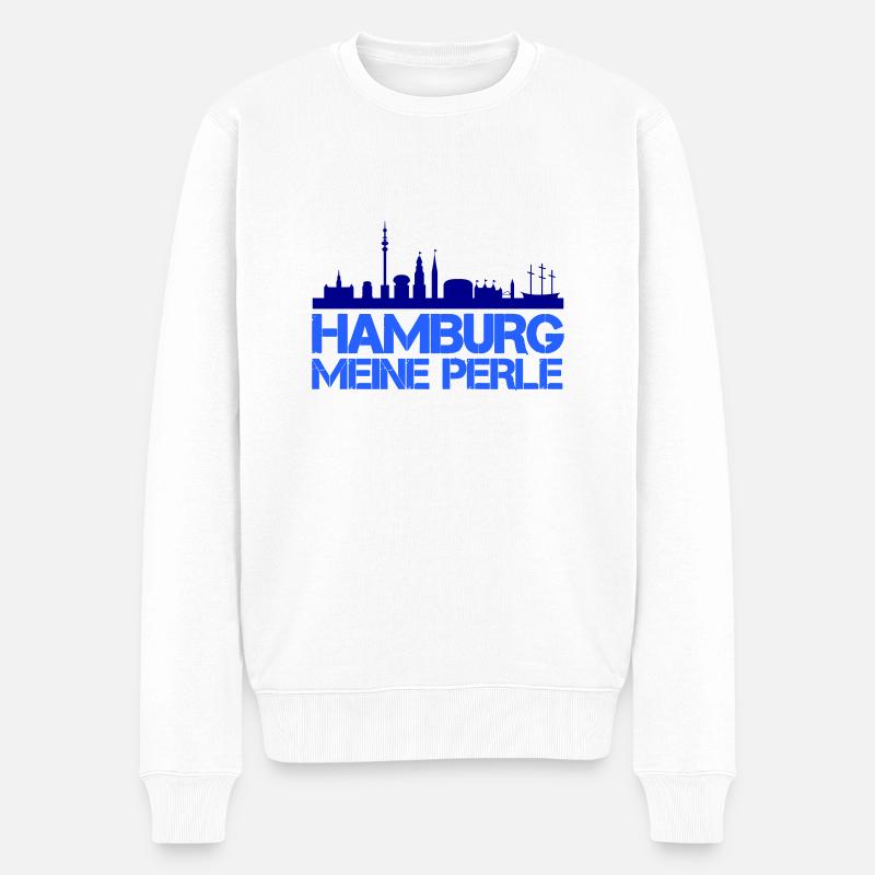 Hamburg City - Männer Premium Bio Pullover - Weiß