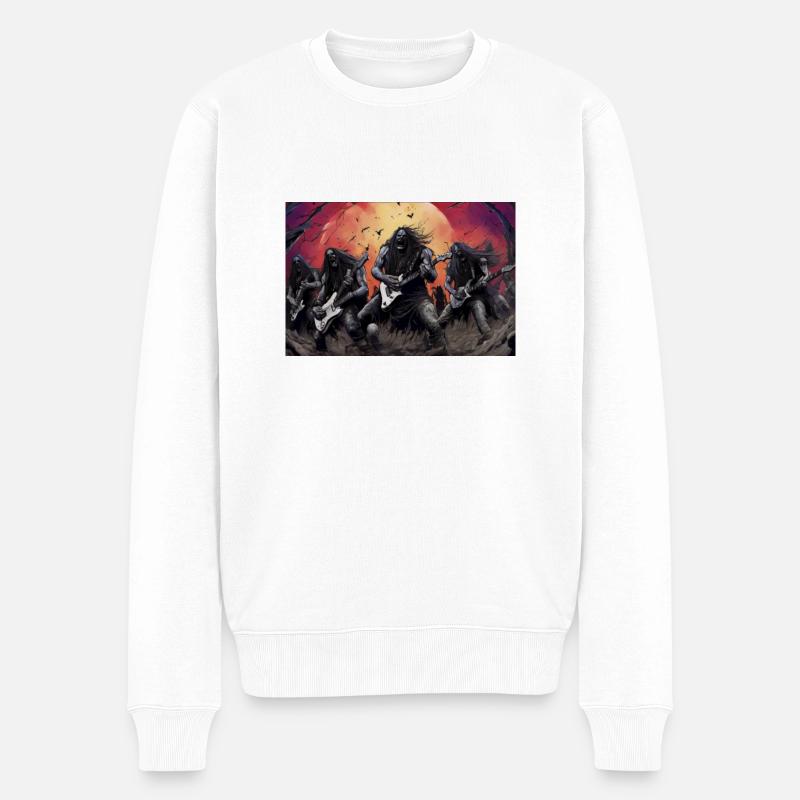 Heavy Metal Monster - Männer Premium Bio Pullover - Weiß