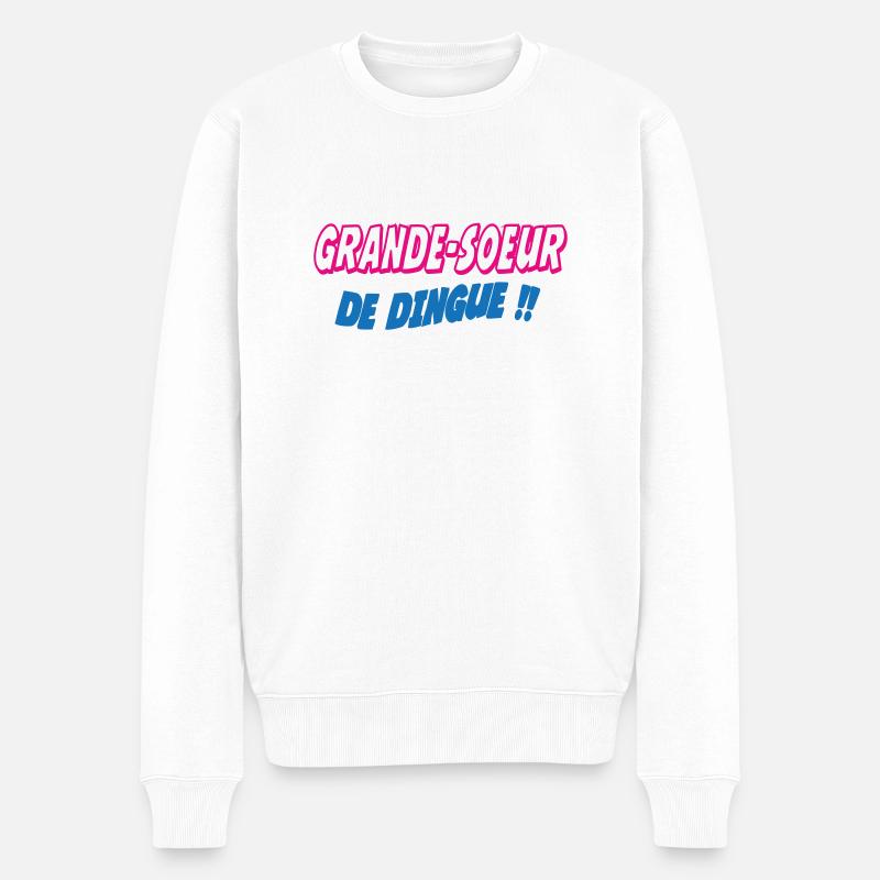 VERRÜCKTE GROSSE SCHWESTER - Männer Premium Bio Pullover - Weiß