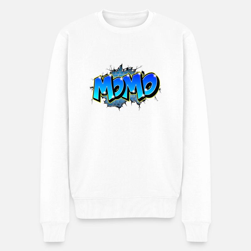 Graffiti Prénom MOMO - Pull Premium bio Homme - blanc