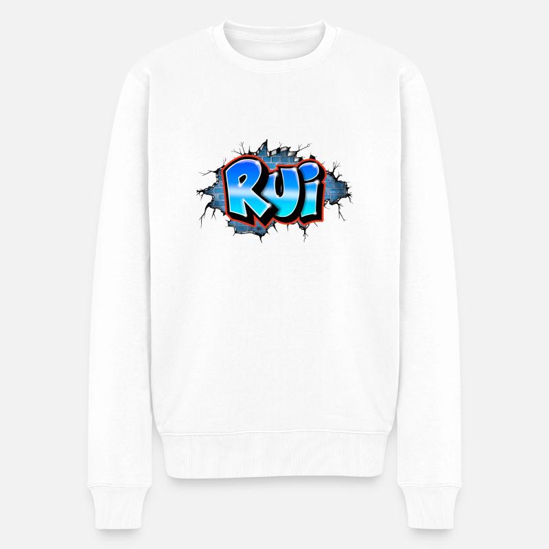 Graffiti prénom Rui imprimable sur Tout ! - Pull Premium bio Homme - blanc
