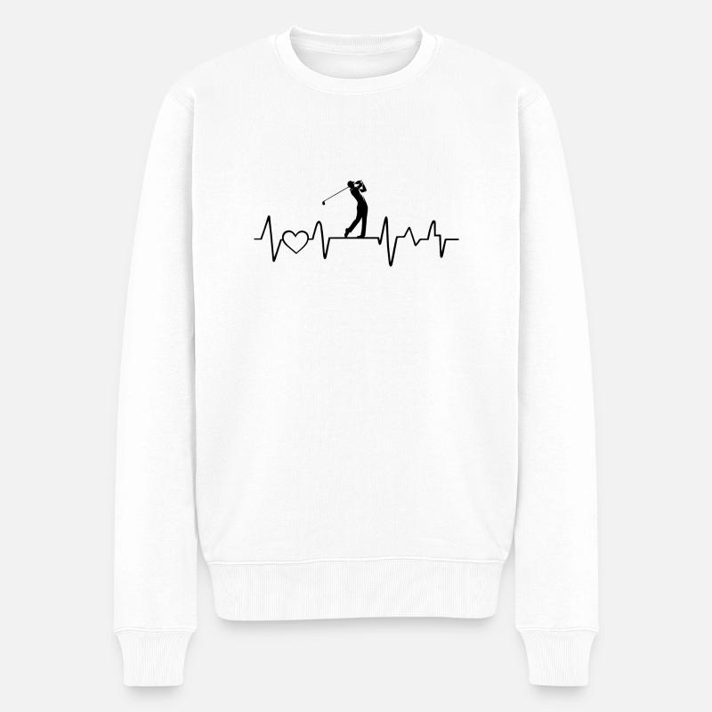 Golf-Herzschlag - Männer Premium Bio Pullover - Weiß
