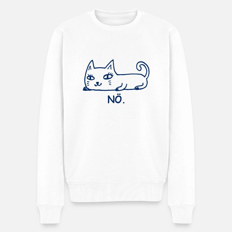 Nö Katze - Männer Premium Bio Pullover - Weiß
