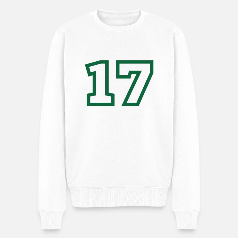 Numéro 17 sport vert - Pull Premium bio Homme - blanc