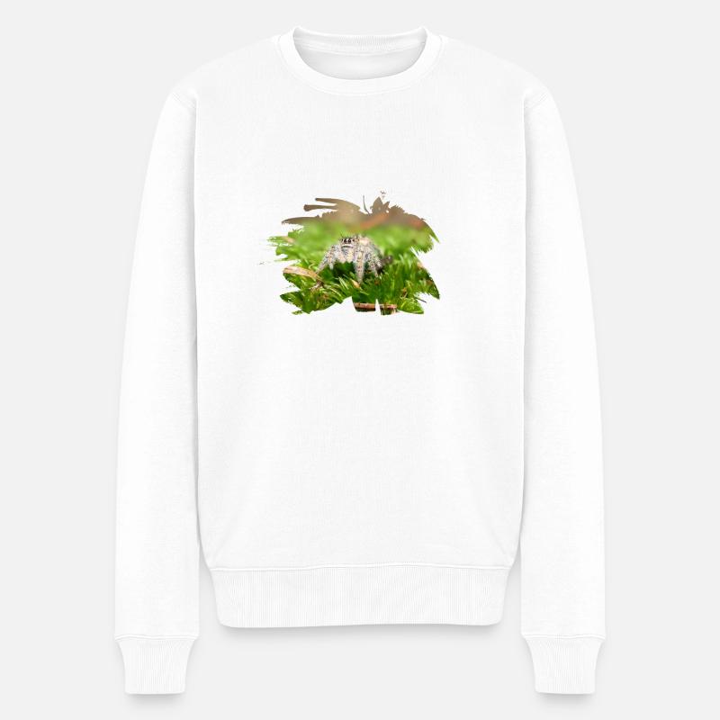 Phidippus texanus jumping spider, spring spinne. - Männer Premium Bio Pullover - Weiß