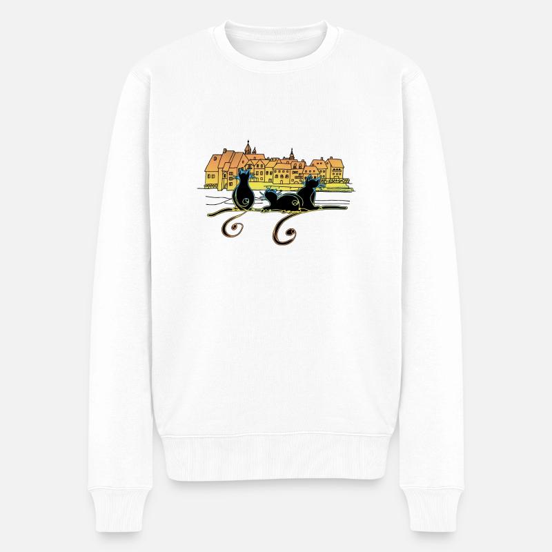 Katzen - Männer Premium Bio Pullover - Weiß