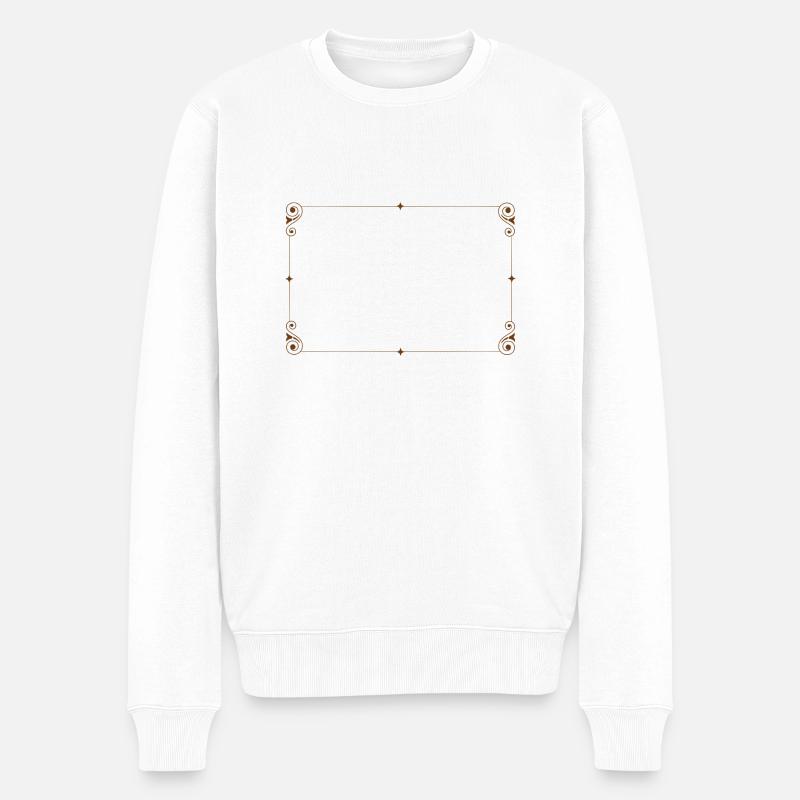 Nostalgie Cadre, Carré, Ornement - Pull Premium bio Homme - blanc