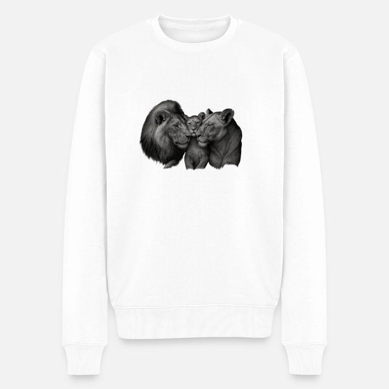 Familie Löwen - Männer Premium Bio Pullover - Weiß