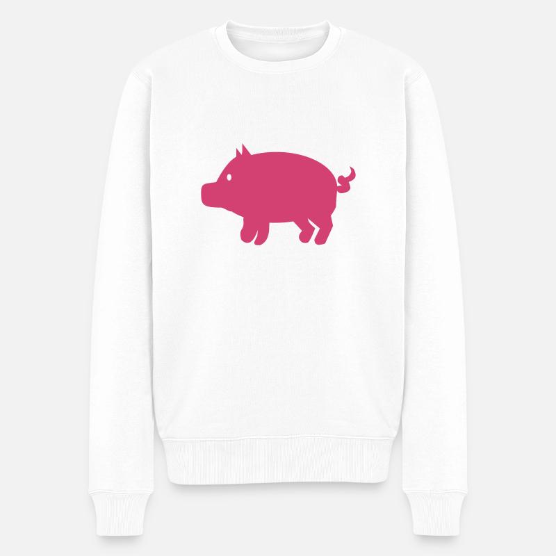 Schwein - Männer Premium Bio Pullover - Weiß