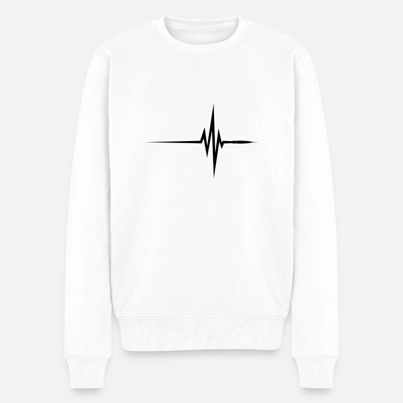 Pulse / beat / ECG - Pull Premium bio Homme - blanc