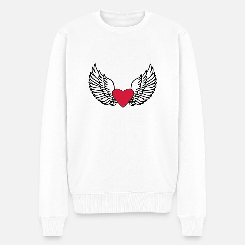 Herz und Flügel - Männer Premium Bio Pullover - Weiß