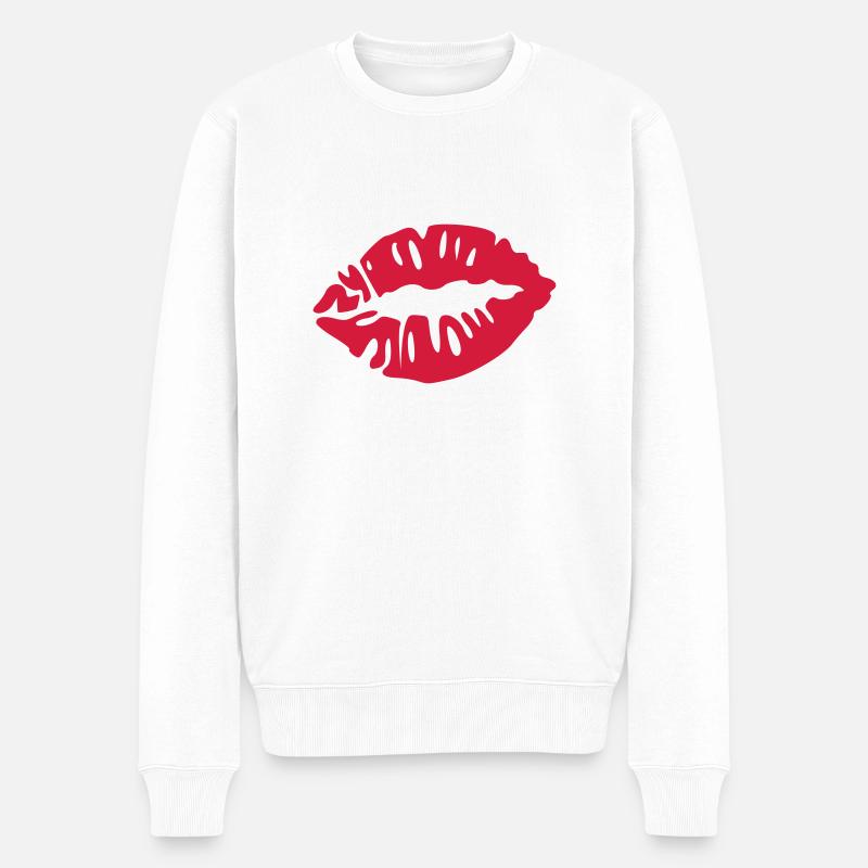 lippen - Männer Premium Bio Pullover - Weiß