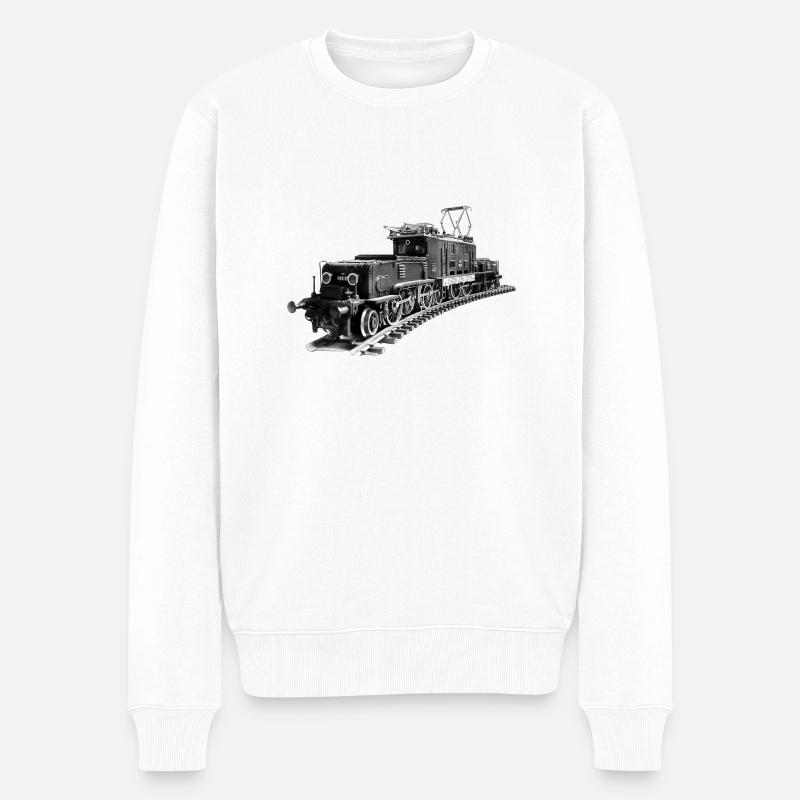 Lokomotive "Krokodil" - Männer Premium Bio Pullover - Weiß