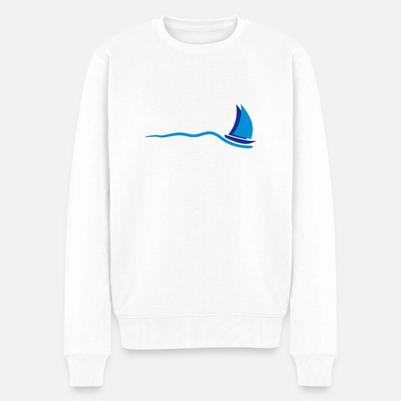 segelboot_2c - Männer Premium Bio Pullover - Weiß