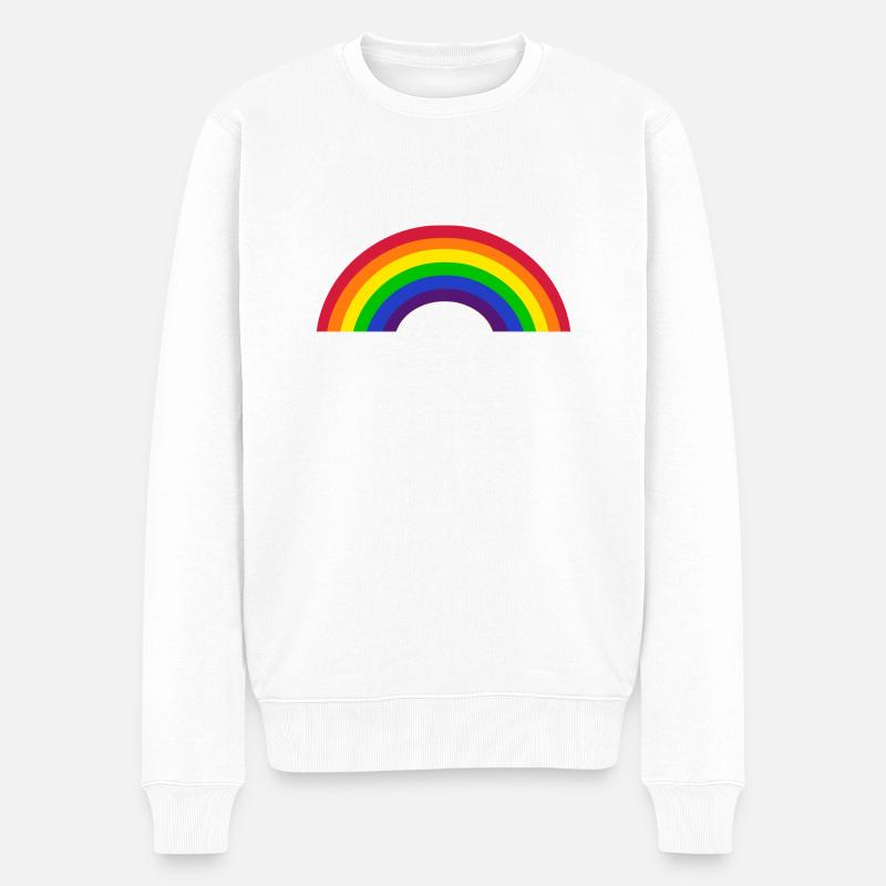 Regenbogen - Männer Premium Bio Pullover - Weiß