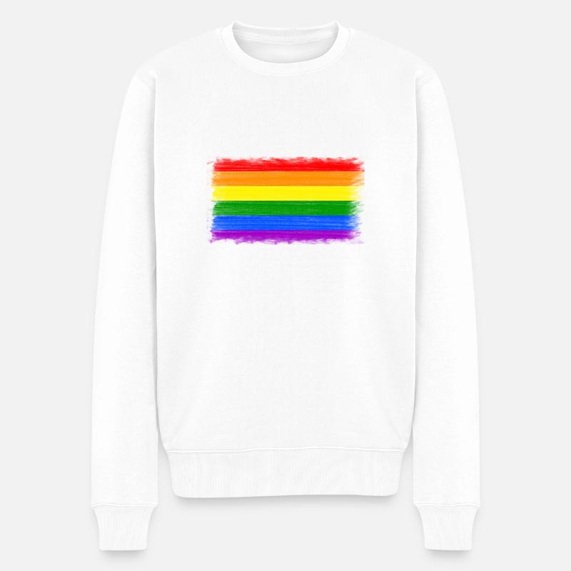 Gaypride Flagge Regenbogen LGBT Geschenkidee Homo - Männer Premium Bio Pullover - Weiß