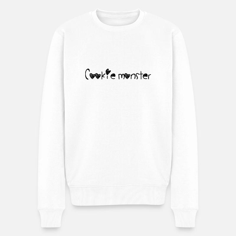 Cookie Monster - Männer Premium Bio Pullover - Weiß