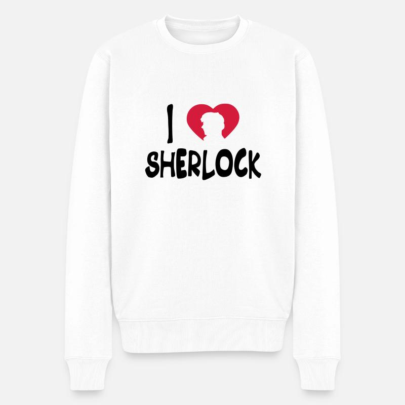 j'aime sherlock - Pull Premium bio Homme - blanc