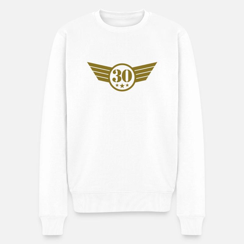 30 Emblem - Männer Premium Bio Pullover - Weiß