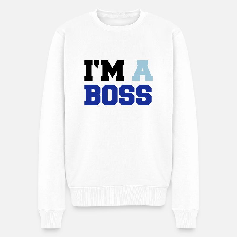 im_a_boss02 - Männer Premium Bio Pullover - Weiß