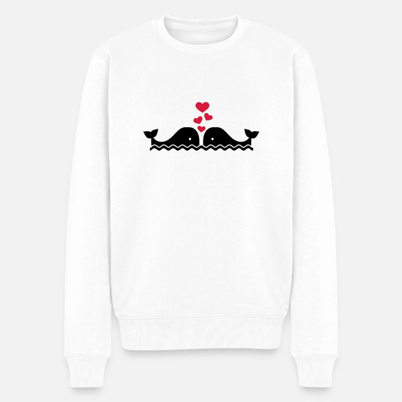 Wal - Männer Premium Bio Pullover - Weiß