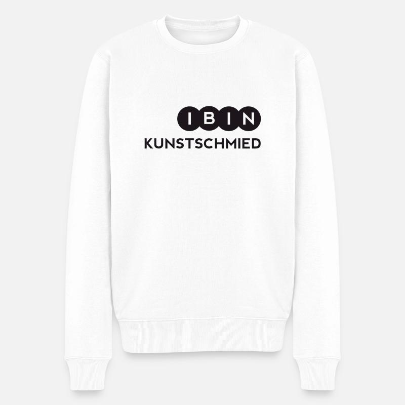 I BIN KUNSTSCHMIED-1 - Männer Premium Bio Pullover - Weiß
