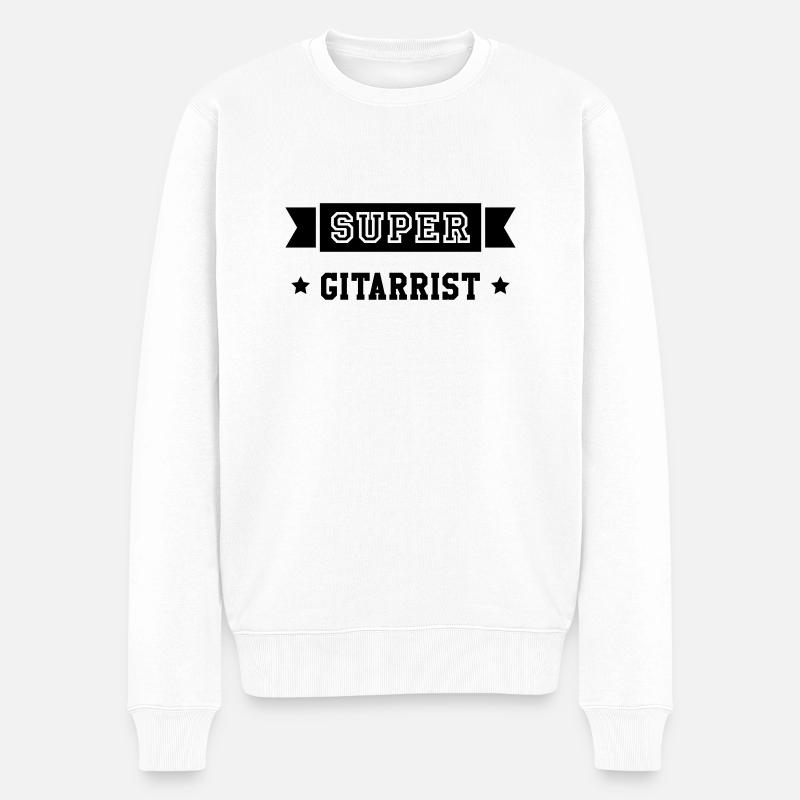 Gitarre - Gitarrist - Gitarristin - Musik - Rock - Männer Premium Bio Pullover - Weiß