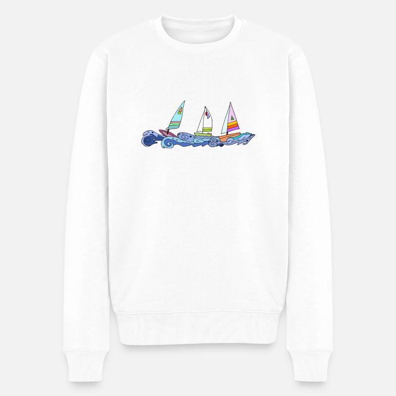 Segelboote - Männer Premium Bio Pullover - Weiß