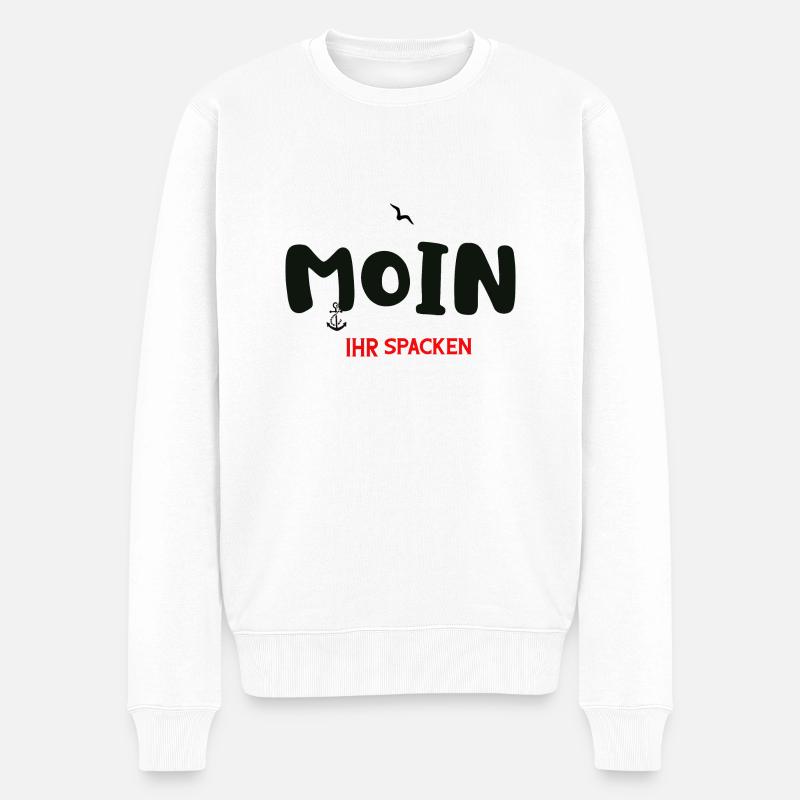 Moin Ihr Spacken - Männer Premium Bio Pullover - Weiß