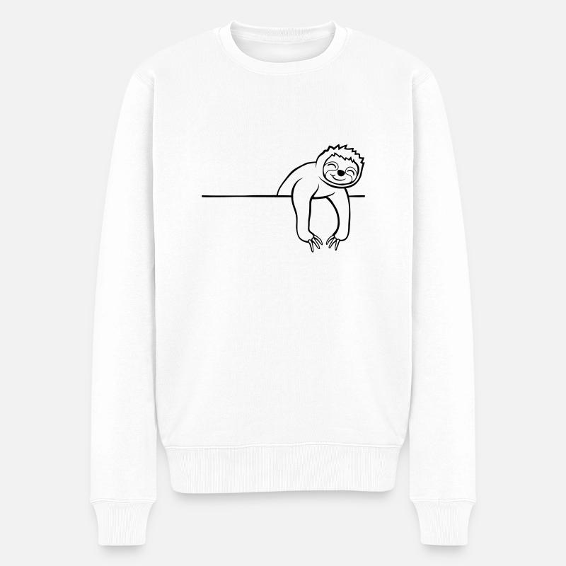 Comic Faultier Mauer - Männer Premium Bio Pullover - Weiß