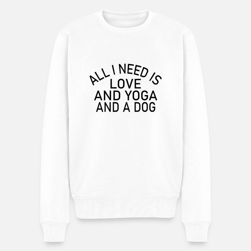 chien de yoga - Pull Premium bio Homme - blanc