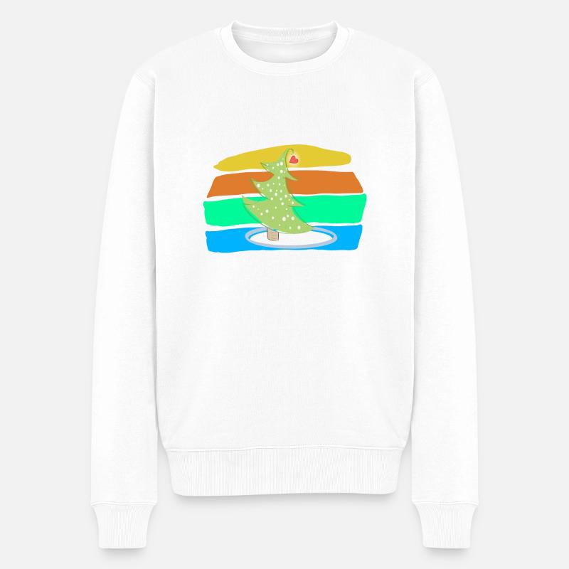 Weihnachtsbaum - Männer Premium Bio Pullover - Weiß