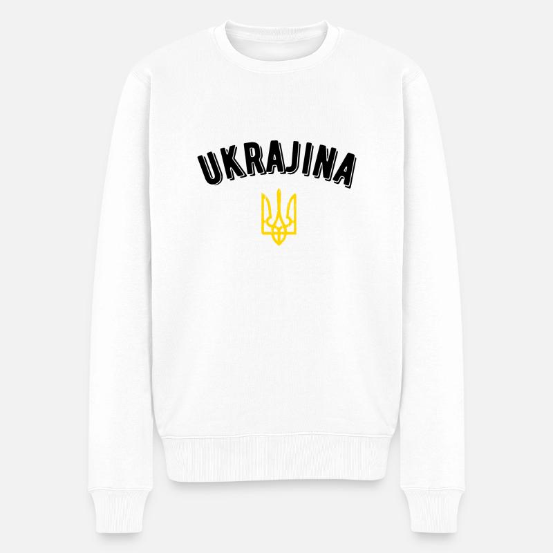 Ukraine - Männer Premium Bio Pullover - Weiß