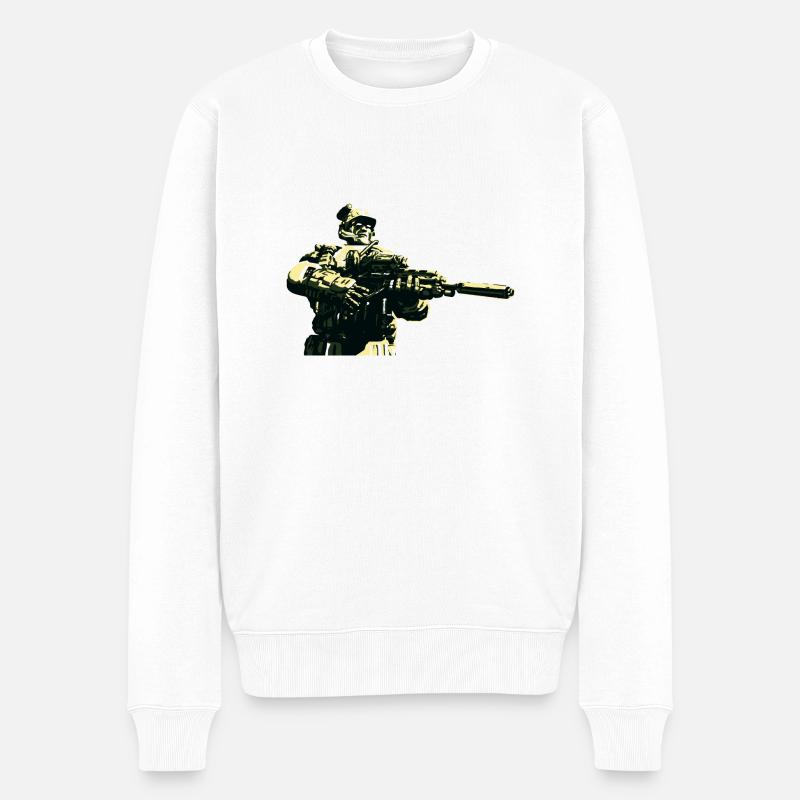 Zombie Monster Wariors Soladat Horror Skull Dead - Pull Premium bio Homme - blanc