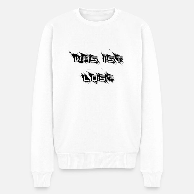 Was ist los? - Männer Premium Bio Pullover - Weiß