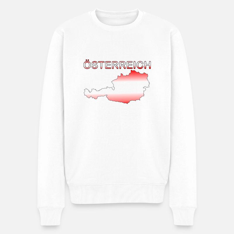Österreich Karte Schrift - Männer Premium Bio Pullover - Weiß