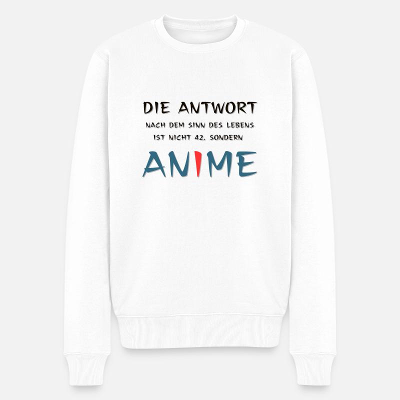 Sinn des Lebens, Anime - Männer Premium Bio Pullover - Weiß