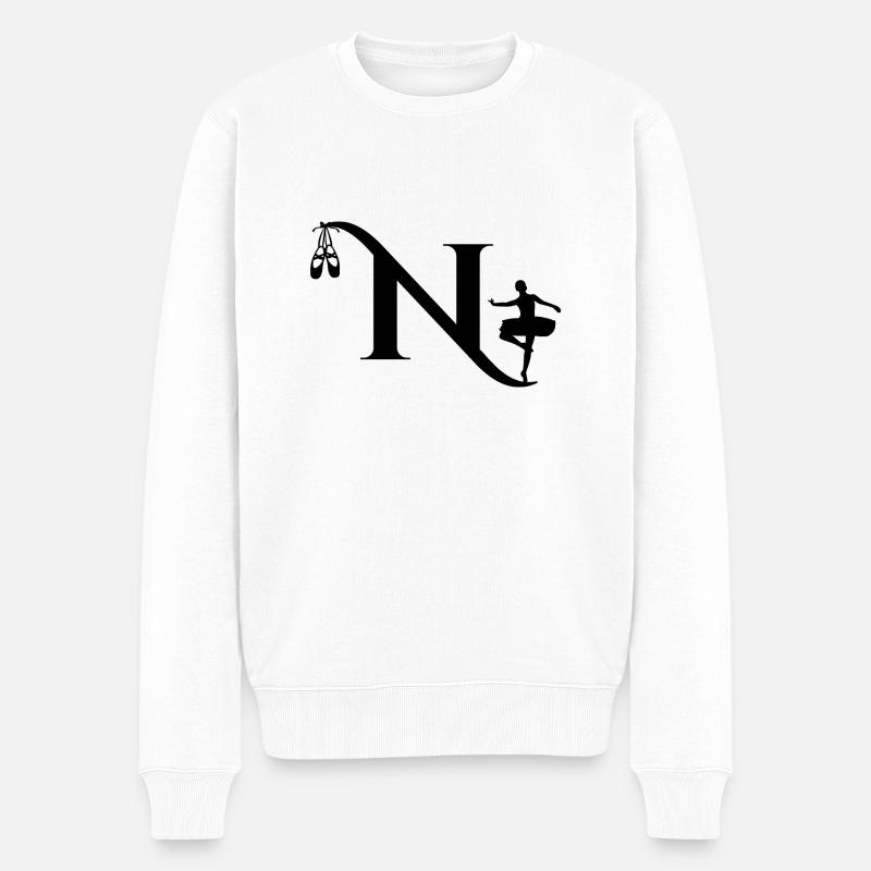 Buchstabe n Ballerina - Männer Premium Bio Pullover - Weiß