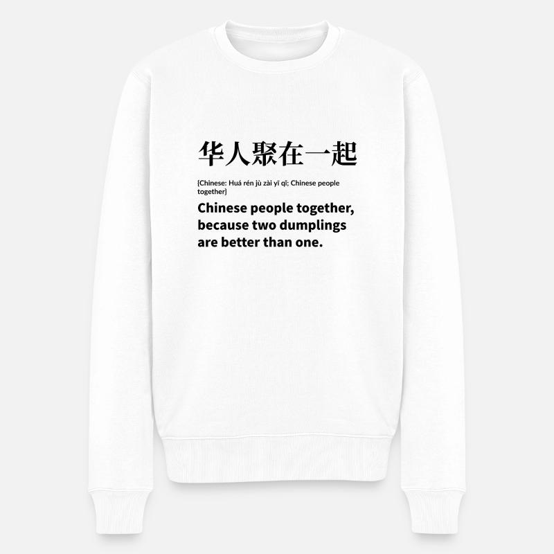Essen chinesisch - Männer Premium Bio Pullover - Weiß