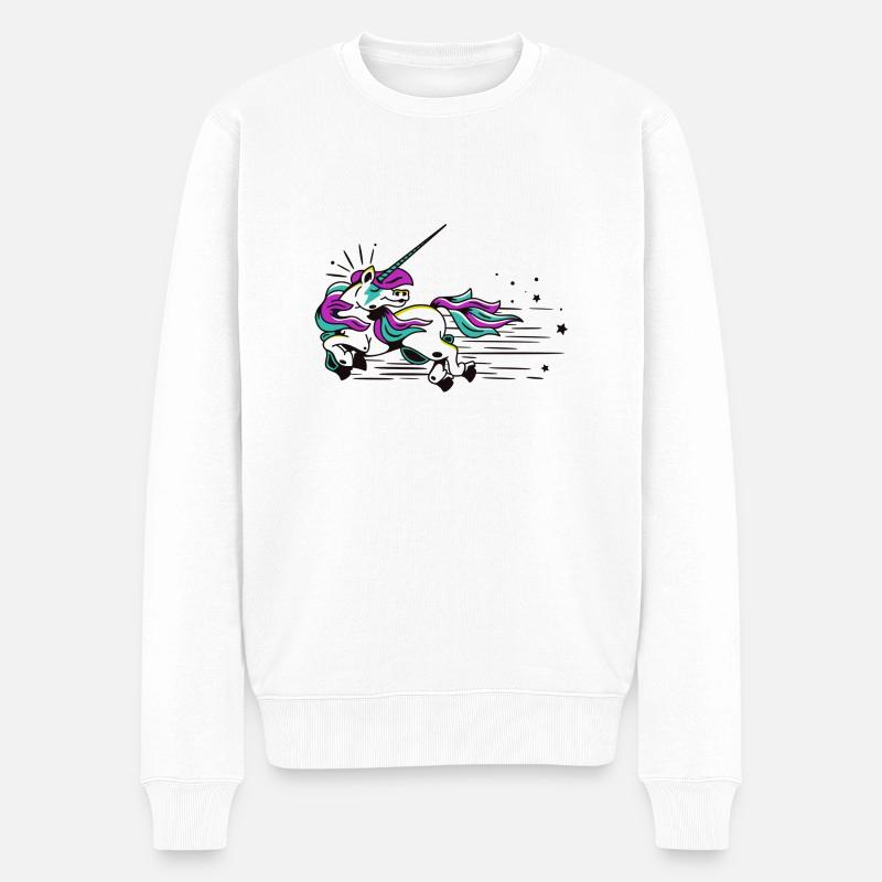 Fliegendes Einhorn - Männer Premium Bio Pullover - Weiß