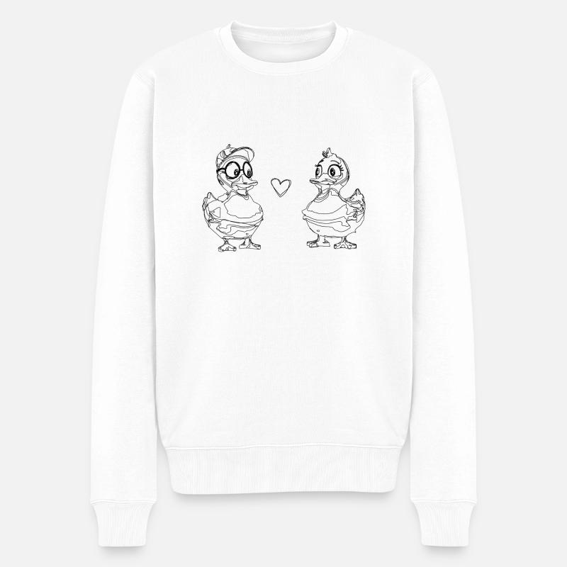 Verliebte Enten - Männer Premium Bio Pullover - Weiß