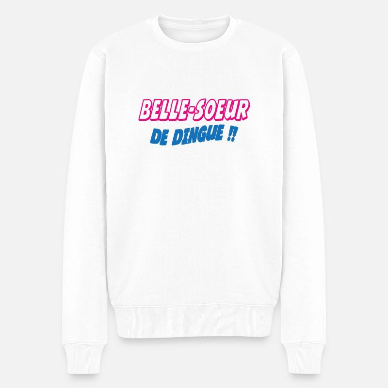 Verrückte Schwägerin - Männer Premium Bio Pullover - Weiß