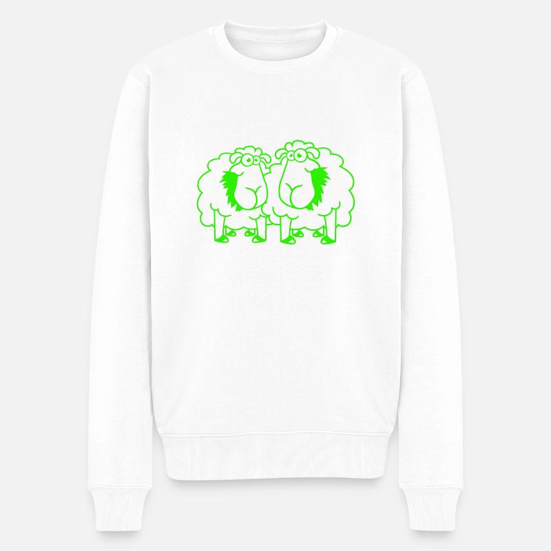 Zwei Schafe Fressen Gras 2 Freunde Team Hungrig - Männer Premium Bio Pullover - Weiß