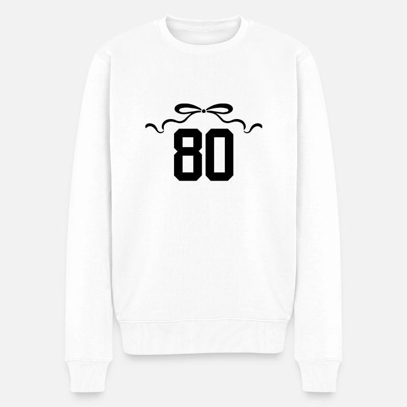 Numéro 80 noeud - 80e anniversaire - Pull Premium bio Homme - blanc
